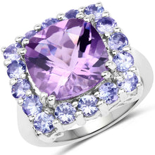 Load image into Gallery viewer, 6.63 Carat Genuine Amethyst and Tanzanite .925 Sterling Silver Ring