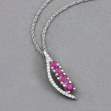 Load image into Gallery viewer, 0.43 Carat Genuine Ruby and White Diamond 14K White Gold Pendant