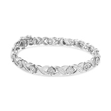 Load image into Gallery viewer, .925 Sterling Silver 1.0 Cttw Round-Brilliant and Baguette Cut Diamond Miracle-Set X-Link 7" Tennis Bracelet (I-J Color, I2-I3 Clarity)