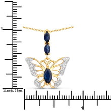 Load image into Gallery viewer, 0.92 Carat Genuine Blue Sapphire and White Zircon .925 Sterling Silver Pendant
