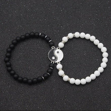 Load image into Gallery viewer, Beaded Couple Bracelets For Women Men Best Friends Paired Charms Beads Bracelet Fashion Black Matte Beads Bracelet For His Her Distant Relationship Bracelet Matching For Couples Valentines Gift