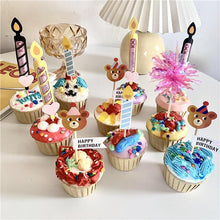 Load image into Gallery viewer, Bear Candle Birthday Cake Props Topper Card Cute Fantasy Cup Dessert Smiley Love Bear Table Dress Up Cake Props Party Cake Decor Supplies Toppers Birthday Cupcake Topper Various Cake Decorations for Birthday Party Photo Prop
