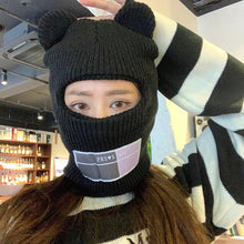 Load image into Gallery viewer, Bear Ears Balaclava Ladies 1 Hole Ski Mask Handmade Crochet Full Face Wooly Hat Cute Girl Winter Streetwear Warm Beanie Knitted Ski Full Face Covering Adult Winter Balaclava for Outdoor Sports Weather Balaclava Ski Mask for Men Windproof Thermal Beanie