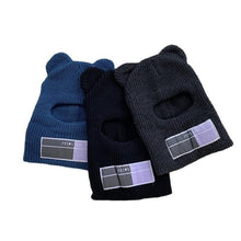 Load image into Gallery viewer, Bear Ears Balaclava Ladies 1 Hole Ski Mask Handmade Crochet Full Face Wooly Hat Cute Girl Winter Streetwear Warm Beanie Knitted Ski Full Face Covering Adult Winter Balaclava for Outdoor Sports Weather Balaclava Ski Mask for Men Windproof Thermal Beanie