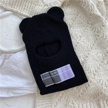 Load image into Gallery viewer, Bear Ears Balaclava Ladies 1 Hole Ski Mask Handmade Crochet Full Face Wooly Hat Cute Girl Winter Streetwear Warm Beanie Knitted Ski Full Face Covering Adult Winter Balaclava for Outdoor Sports Weather Balaclava Ski Mask for Men Windproof Thermal Beanie