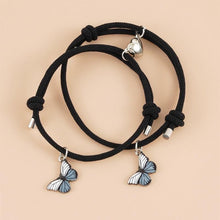 Load image into Gallery viewer, Beautiful Bracelets Set For Couple Mutual Attraction Braided Rope Couple Bracelets Blue Butterfly Relationship Matching Bracelet Set Heart Magnet Mutual Attraction Rope Bracelets Lover Gifts For Best Friend Women Men