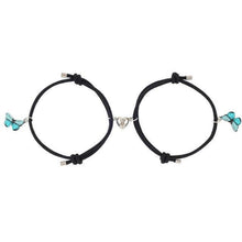 Load image into Gallery viewer, Beautiful Bracelets Set For Couple Mutual Attraction Braided Rope Couple Bracelets Blue Butterfly Relationship Matching Bracelet Set Heart Magnet Mutual Attraction Rope Bracelets Lover Gifts For Best Friend Women Men