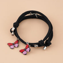 Load image into Gallery viewer, Beautiful Bracelets Set For Couple Mutual Attraction Braided Rope Couple Bracelets Blue Butterfly Relationship Matching Bracelet Set Heart Magnet Mutual Attraction Rope Bracelets Lover Gifts For Best Friend Women Men