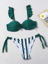 Load image into Gallery viewer, Beautiful Floral Push Up Women Bikini Push Up Bathing Suits Tie Knot Cute Ruffle Two Piece Swimsuits Swimsuit Female Swimwear Bra Cup Bikini Set High Cut Bathing Suit For Summer