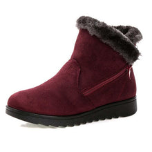 Load image into Gallery viewer, Beautiful Red Womens Ankle Boots New Fashion Waterproof Platform Winter Warm Snow Boots Outdoor Warm Mid-Calf Boot Non-Slip Water Resistant Winter Cold Weather Elegant Shoes