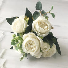 Load image into Gallery viewer, Beautiful Rose Peony Artificial Silk Eucalyptus Fake Flowers Small bouquet Flores Home Party Spring Wedding Decoration Artificial Silk Rose Flower Bouquet Lifelike Fake Rose for Wedding Home Party Decoration Event Gift