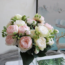 Load image into Gallery viewer, Beautiful Rose Peony Artificial Silk Eucalyptus Fake Flowers Small bouquet Flores Home Party Spring Wedding Decoration Artificial Silk Rose Flower Bouquet Lifelike Fake Rose for Wedding Home Party Decoration Event Gift