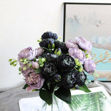 Load image into Gallery viewer, Beautiful Rose Peony Artificial Silk Eucalyptus Fake Flowers Small bouquet Flores Home Party Spring Wedding Decoration Artificial Silk Rose Flower Bouquet Lifelike Fake Rose for Wedding Home Party Decoration Event Gift