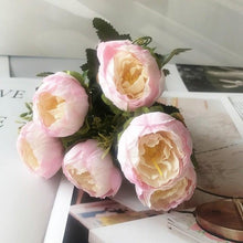Load image into Gallery viewer, Beautiful Rose Peony Artificial Silk Eucalyptus Fake Flowers Small bouquet Flores Home Party Spring Wedding Decoration Artificial Silk Rose Flower Bouquet Lifelike Fake Rose for Wedding Home Party Decoration Event Gift