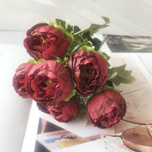 Load image into Gallery viewer, Beautiful Rose Peony Artificial Silk Eucalyptus Fake Flowers Small bouquet Flores Home Party Spring Wedding Decoration Artificial Silk Rose Flower Bouquet Lifelike Fake Rose for Wedding Home Party Decoration Event Gift
