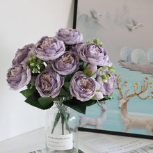 Load image into Gallery viewer, Beautiful Rose Peony Artificial Silk Eucalyptus Fake Flowers Small bouquet Flores Home Party Spring Wedding Decoration Artificial Silk Rose Flower Bouquet Lifelike Fake Rose for Wedding Home Party Decoration Event Gift