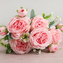 Load image into Gallery viewer, Beautiful Rose Peony Artificial Silk Eucalyptus Fake Flowers Small bouquet Flores Home Party Spring Wedding Decoration Artificial Silk Rose Flower Bouquet Lifelike Fake Rose for Wedding Home Party Decoration Event Gift