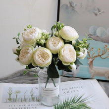 Load image into Gallery viewer, Beautiful Rose Peony Artificial Silk Eucalyptus Fake Flowers Small bouquet Flores Home Party Spring Wedding Decoration Artificial Silk Rose Flower Bouquet Lifelike Fake Rose for Wedding Home Party Decoration Event Gift
