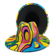 Load image into Gallery viewer, Beautiful Two Tone Luxury Fedora Hat Men's and Women's Hat Unique Retro Design Men's Fedoras Hat Colorful Fedoras Jazz Cap Elegant Soft Hat Wide Brim Party Hats 56-58CM