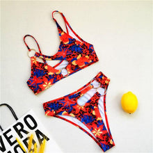 Load image into Gallery viewer, Beautiful Women Bikini Bathing Suit Cut Out Swimwear Chain Ring Swimming Suit For Women Two Piece Swimsuit Women Tight Summer Swimwear Bikini Glamorous String Bra Swimsuit Beach Wear