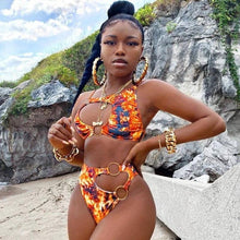 Load image into Gallery viewer, Beautiful Women Bikini Bathing Suit Cut Out Swimwear Chain Ring Swimming Suit For Women Two Piece Swimsuit Women Tight Summer Swimwear Bikini Glamorous String Bra Swimsuit Beach Wear