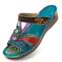 Load image into Gallery viewer, Beautiful Women Sandals Ethnic Flower Summer Shoes Casual Beach Shoes Flip Flop Platform Sandals Slip On Mules Slide Shoes Wide With Platform Sandals With Flower Casual Loafers Shoes