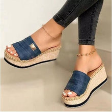Load image into Gallery viewer, Beautiful Women Sandals Ethnic Flower Summer Shoes Casual Beach Shoes Flip Flop Platform Sandals Slip On Mules Slide Shoes Wide With Platform Sandals With Flower Casual Loafers Shoes