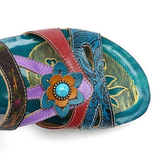 Load image into Gallery viewer, Beautiful Women Sandals Ethnic Flower Summer Shoes Casual Beach Shoes Flip Flop Platform Sandals Slip On Mules Slide Shoes Wide With Platform Sandals With Flower Casual Loafers Shoes