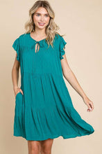 Load image into Gallery viewer, Ruffle Cap Sleeve Tiered Dress For Women – Ruffle Cap Sleeve Dress, Tiered Ruffle Dress, Feminine Tiered Dress, Stylish Cap Sleeve Dress, Playful Tiered Dress, Trendy Tiered Dress