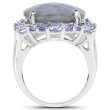 Load image into Gallery viewer, 13.99 Carat Genuine Labradorite and Tanzanite .925 Sterling Silver Ring