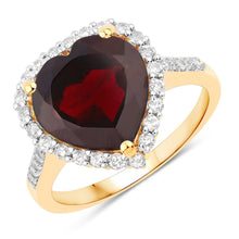 Load image into Gallery viewer, 5.86 Carat Genuine Garnet and White Topaz .925 Sterling Silver Ring
