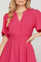 Load image into Gallery viewer, Ruffled Hem Notched Flutter Sleeve Mini Dress For Women Feminine and Playful Mini Dress with Ruffled Hem and Notched Flutter Sleeves for a Romantic Look