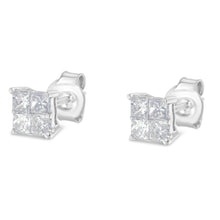 Load image into Gallery viewer, 10K White Gold Diamond Stud Earrings (3/4 cttw, H-I Color, SI2-I1 Clarity)
