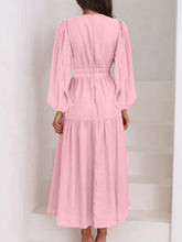 Load image into Gallery viewer, Lightweight Deep V-Neck Balloon Sleeve Maxi Dress Elegant & Flowing Silhouette Unique Dress