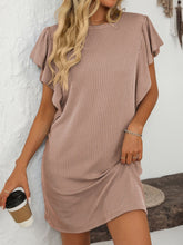 Load image into Gallery viewer, Ruffled Round Neck Short Sleeve Dress Feminine Simple Classic Dress Breathable And Comfy Dress