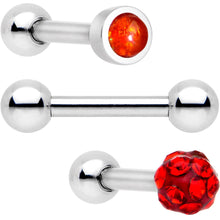 Load image into Gallery viewer, 16G 1/4 Red Faux Opal Inlay Cartilage Tragus Earring 3 Pack Set