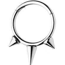 Load image into Gallery viewer, 3/8 Silver Tone Punk Spike Hinged Segment Ring Circular Barbell