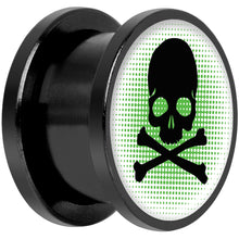 Load image into Gallery viewer, Green Black Skull Black Anodized Screw Fit Plug Set 9/16