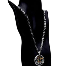 Load image into Gallery viewer, Handmade Black Faux Opal Starry Universe Silver Plated Chain Necklace