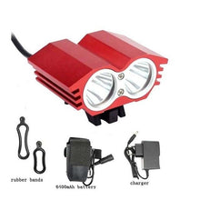 Load image into Gallery viewer, Bicycle Front Light Super Bright Bike Light Road Cycling Headlight 6400mAh Battery Pack Charger Bicycle Light USB Rechargeable Bike Headlight Set Install In Seconds Without Tools Powerful Bike Headlight