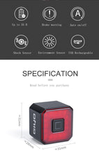 Load image into Gallery viewer, Bicycle Light Smart Rear Taillight USB LED Waterproof Safety Stop Signal Brake Cycling Lamp Waterproof Bike Rear Lights USB Rechargeable Ultra Bright Led Brake Light Cycling Riding Safety Taillight Flashlight
