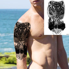 Load image into Gallery viewer, Big Black Tiger Tattoos Waterproof Leopard Tatoos Large Monster Body Arm Legs Tattoo Cool Tiger Face Temporary Tattoos For Women Men