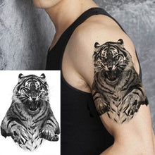 Load image into Gallery viewer, Big Black Tiger Tattoos Waterproof Leopard Tatoos Large Monster Body Arm Legs Tattoo Cool Tiger Face Temporary Tattoos For Women Men