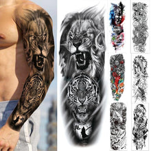 Load image into Gallery viewer, Big Realistic Tiger Tattoo Waterproof Temporary Dragon Flower Sticker Full Arm Large Size Sleeve Big Luxury Design For Mens