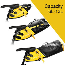 Load image into Gallery viewer, Bike Bag Waterproof Large Capacity Bicycle Bag Cycling Foldable Road Trunk Bike Packing Large Bike Bags Waterproof Bike Bag Under Seat Roll Up Cycling Rear Tail Pack Black 13L