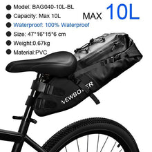Load image into Gallery viewer, Bike Bag Waterproof Large Capacity Bicycle Bag Cycling Foldable Road Trunk Bike Packing Large Bike Bags Waterproof Bike Bag Under Seat Roll Up Cycling Rear Tail Pack Black 13L