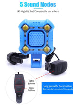 Load image into Gallery viewer, Bike Bell 4 Lamp Cycling Light 1200mAh Electric Horn Waterproof USB Charging Loud Alarm Security Bicycle Bell Bright Eyes Fully Waterproof Lumen Rechargeable Mountain Road Bike Headlight