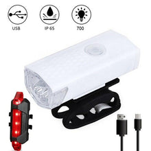 Load image into Gallery viewer, Bike Bicycle Light USB LED Rechargeable Set Mountain Cycle Front Back Headlight Lamp Flashlight USB Rechargeable Bike Light Set Bike Headlight Tail Light For Night Riding