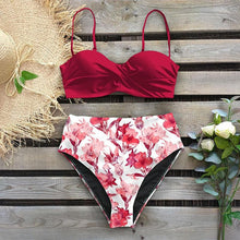 Load image into Gallery viewer, Bikini Female Swimsuit Women Swimwear Push Up Bikinis Set High Waist Swimming Suits Two Piece Set Women Swimsuit Solid Printed Bikini Push-Up Pad Swimwear Set Beachwear Ruffled Bathing Suit