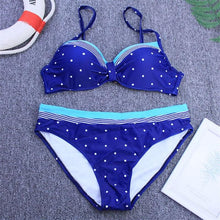 Load image into Gallery viewer, Bikini New 2 Piece Women Swimsuit Women's High Waist Bikini Set Fashion Puff Sleeve Swimwear Set Bathing Suits Solid Color Short Puff Sleeve Summer High Waist Cut Backless Bathing Suit Beachwear
